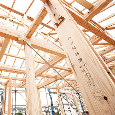 構造全体の木材使用量は1.5倍。国産材をふんだんに使用した家づくり。